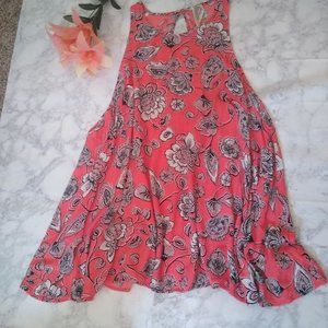 Free People Coral floral trapeeze tank dress large